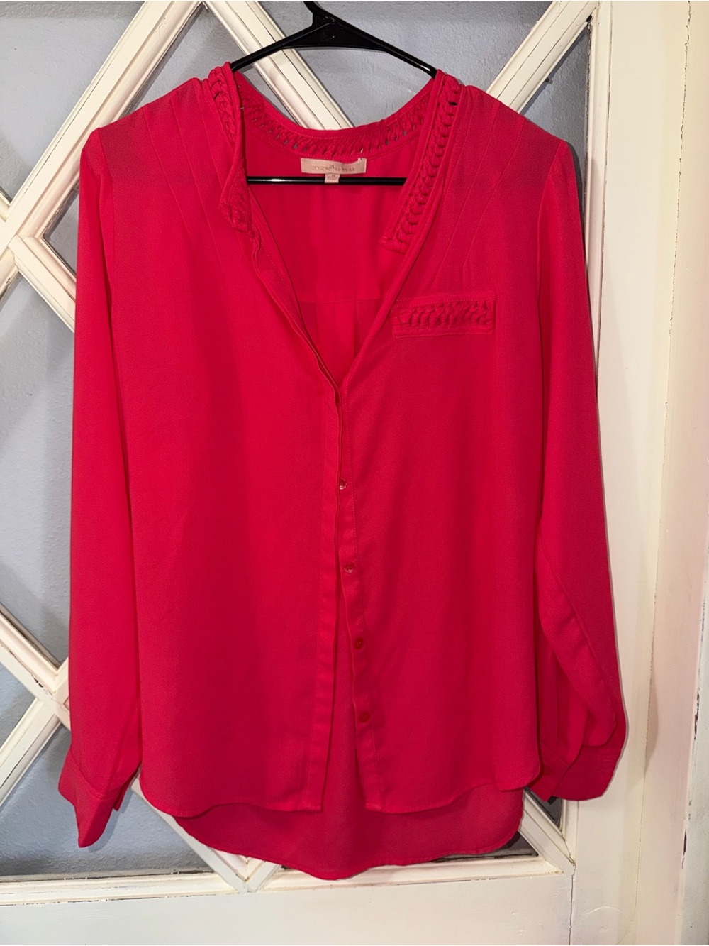 Gibson Latimer Bright Red Button-Front Blouse